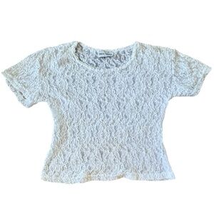 TRUE LIGHT White Short Sleeve Tee Floral Lace